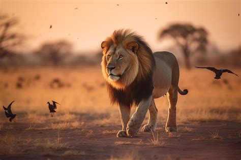 Premium AI Image | Majestic Lion on the African Savanna