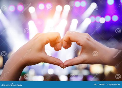 Love Heart Sign Making by Hands on Concert Live Show. Stock Image ...