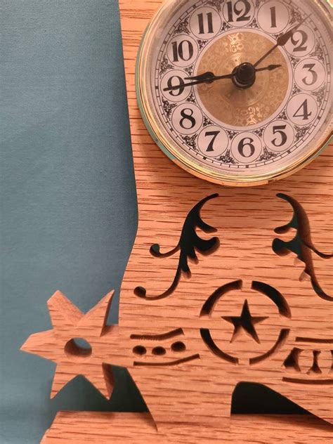 Cowboy Decor Scroll Saw Cowboy Boot Clock Hand Crafted From - Etsy