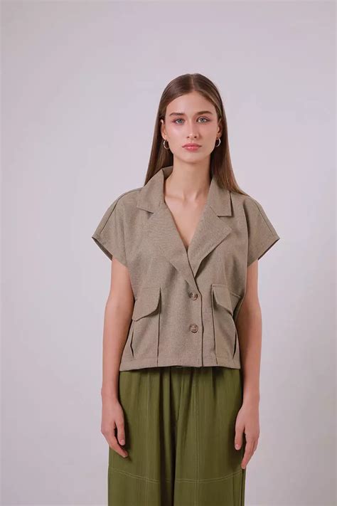 jual berrybenka label sofia raven outer brown original  zalora