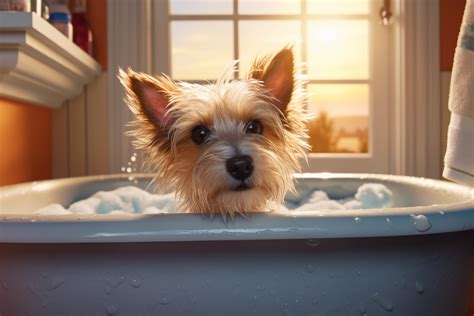 how to bathe a dog in a bathtub