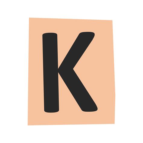 Vector ransom letter k in y2k style. Latin retro letter cut-outs from