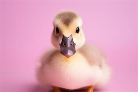 Premium Photo | Cute Duckling On Pink Background