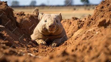 Premium AI Image | Southern HairyNosed Wombat Lounging in its Habitat