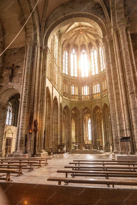 Premium Photo | Inside the Mont Saint-Michel Abbey church, Manche ...