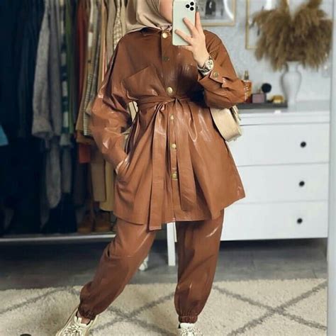 Leather hijab style | Hijab fashion, Todays outfit, Fashion