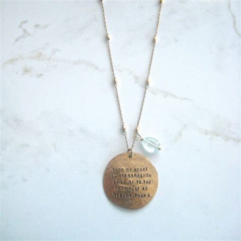 Gold Scripture Necklace Psalm 61:2 Bible Quote Jewelry - Etsy