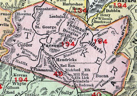 Tucker County, West Virginia 1911 Map by Rand McNally, Parsons, Davis ...