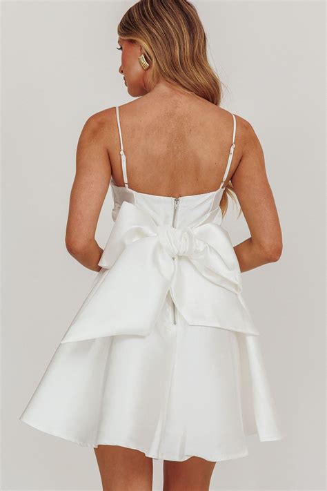 Athens Flared Bow Mini Dress White | White mini dress, Mini dress, Off