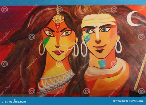 Lord Shiva and Parvati, Painting, Maharashtra Stock Photo - Image of ...