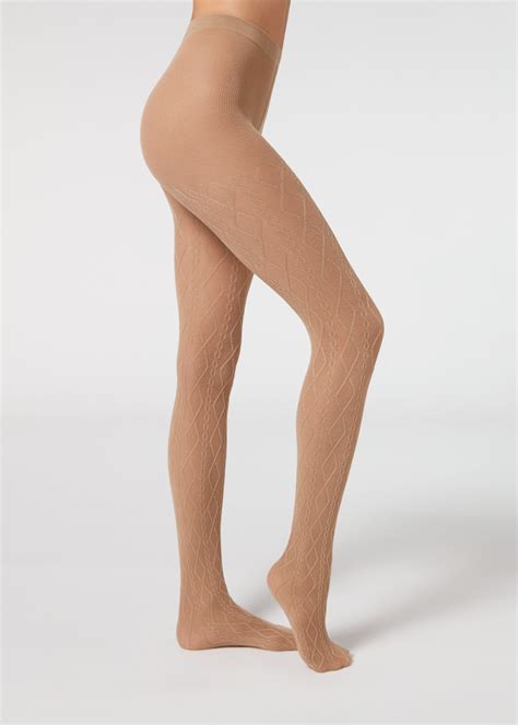 Cable-Patterned Cashmere Tights - Calzedonia
