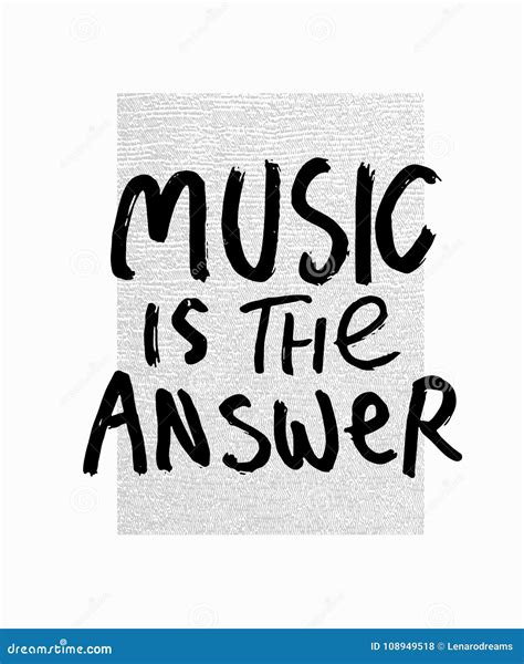 Music is the Answer Shirt Print Quote Lettering Stock Illustration
