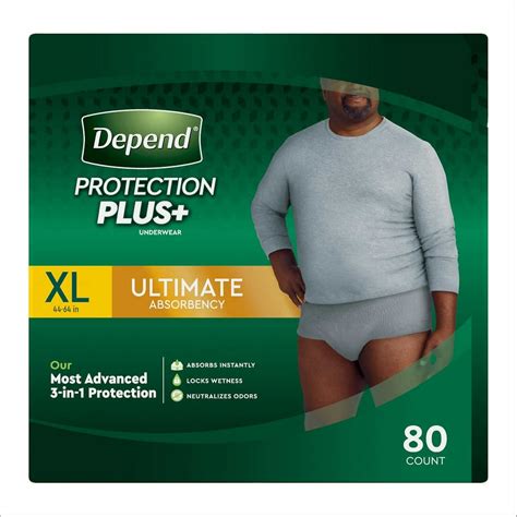 Depend Protection Plus Ultimate Underwear for Men, X-Large (80 Count) - Walmart.com - Walmart.com