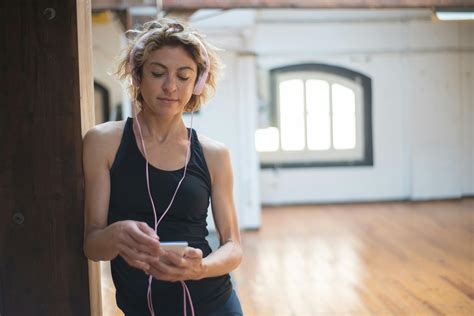 woman wearing headphones  stock photo