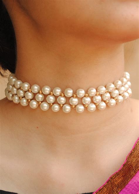 triple layered pearl necklace   lbb shop