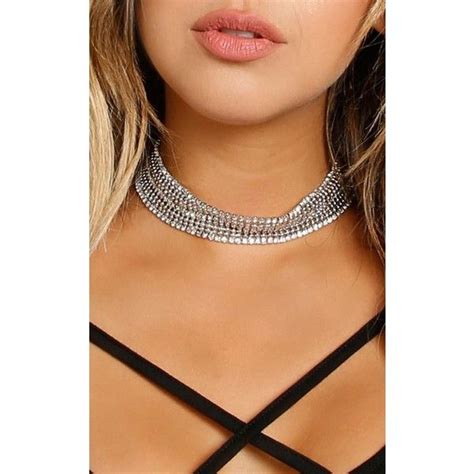 Faux Diamond Iridescent Choker ($15) liked on Polyvore featuring ...