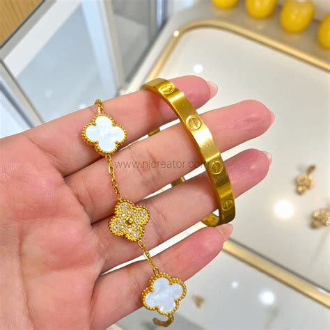 18k Gold Plated Bracelet Van Cleef and Cartier Inspired Anti Tarnish V