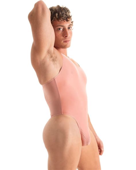 M99 - Men’s Thong Back One Piece Racer Back Swimsuit - Solid Sheer Semi