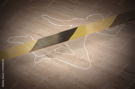 Crime scene with the silhouette of the victim Stock Photo | Adobe Stock