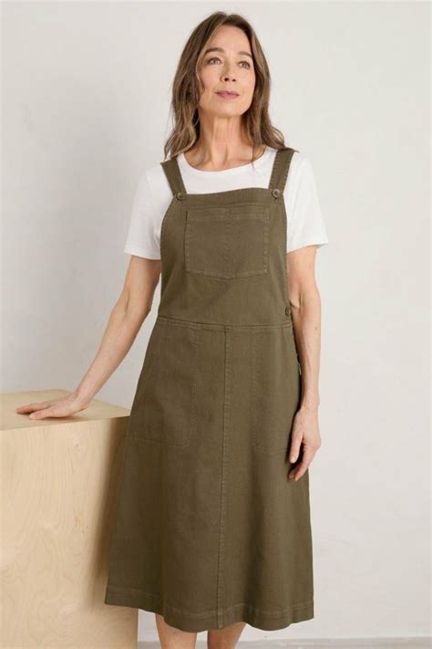 Women Seasalt Cornwall Dresses | Wave Shape Pinafore Dress Laurel