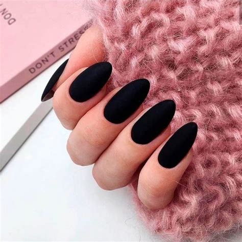 Black Matte Almond Nails