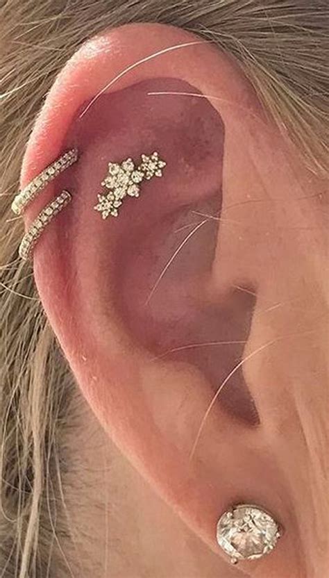 Florabella Crystal Triple Flower Ear Piercing Stud 16G | Ear piercing ...