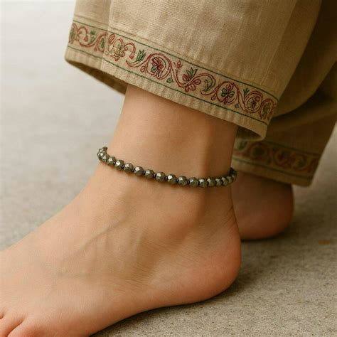 authentic pyrite payal anklet  prosperity protection aakuraacom