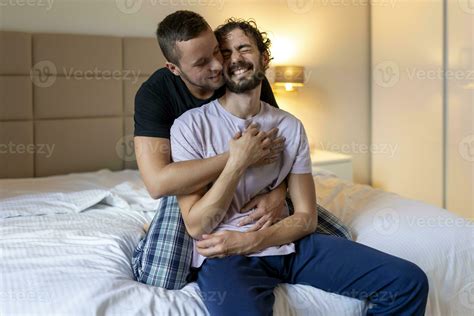 Gay couple sharing a special moment in the morning, homosexual