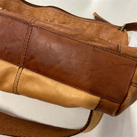 fossil brown leather shoulder bag larges