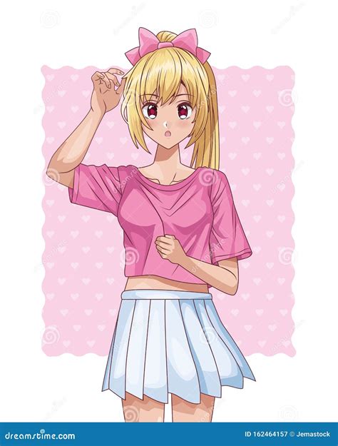 Young Girl Hentai Style Character Stock Vector - Illustration of style