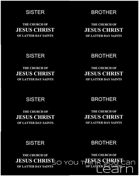 Printable Missionary Name Tags