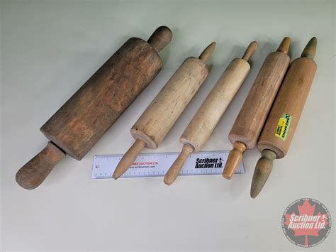 Wooden Rolling Pin Grouping (5) (Variety) (Longest Measures: 19"L) (SEE ...