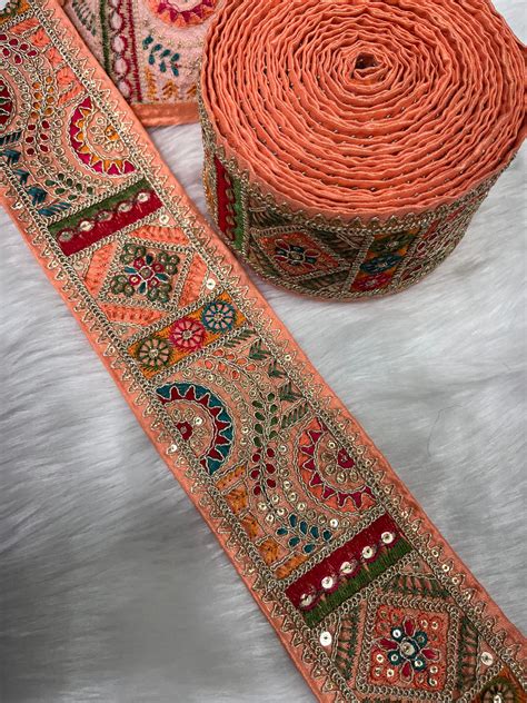 indian saree lace border embroidered trim floral decorative