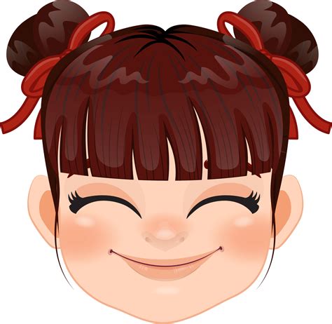 Free Chinese girl with double hair buns and red ribbow cartoon ...