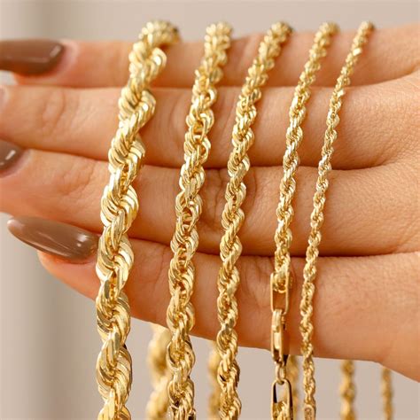 real gold rope chain mm mm rope chaink gold chain etsy