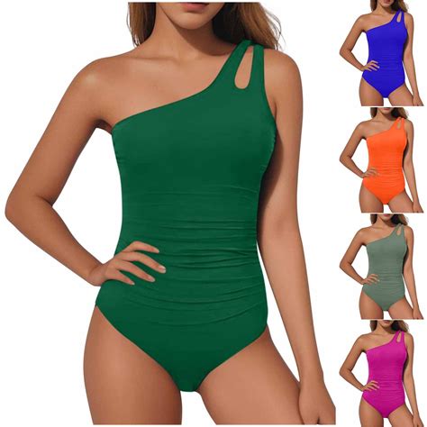 Kinrui Womens One Piece Swimsuits One Shoulder Tummy Control Bathing