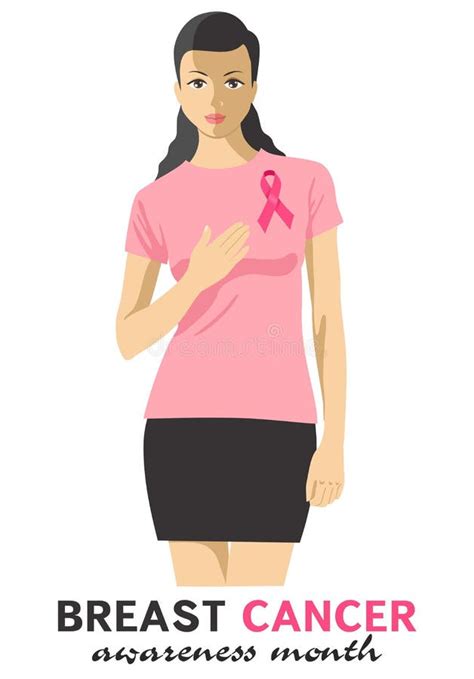 Breast Cancer Awareness Concept Vector Illustration. Beautiful Woman ...