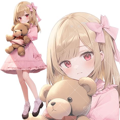 全身立ち絵素材72 ぬいぐるみを抱えた女の子 - tachie - BOOTH