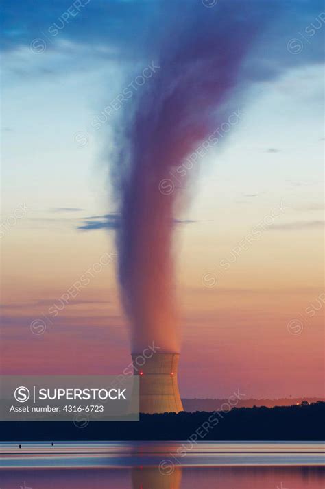 Cooling tower of Arkansas Nuclear One nuclear power plant, Lake Dardanelle, Russellville ...