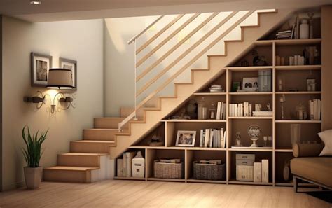 Premium Photo | Stairwell Innovation Small Space Storage Design in Home ...