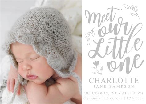 Girl Birth Announcement Template: Customizable Photo Card (Digital)