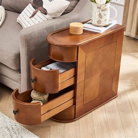 Tribesigns Chairside End Table, Two Drawers Wood Side Tables with Shelf