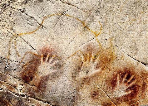 Cave of El Castillo Hands and Bison Photograph by Weston Westmoreland