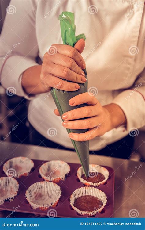 Professional Pastry Chef Holding a Piping Bag Stock Image - Image of ...