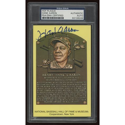 Hank Aaron Signed Gold Hall of Fame Plaque Postcard (PSA Encapsulated) | Pristine Auction