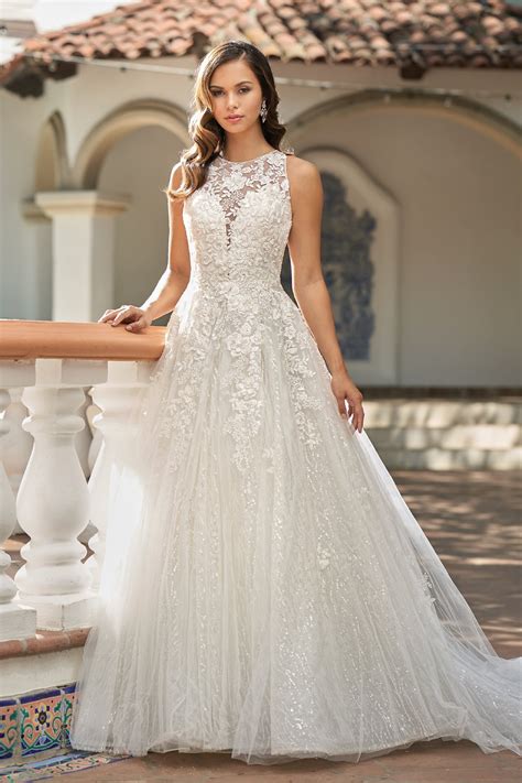 romantic embroidered lace ball gown wedding dress  halter