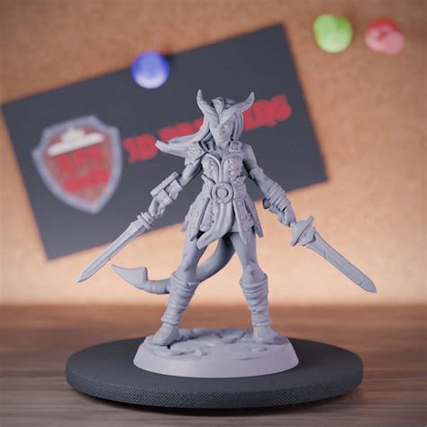 Tiefling Fighter Miniature Dungeons and Dragons Mini RPG Tabletop ...