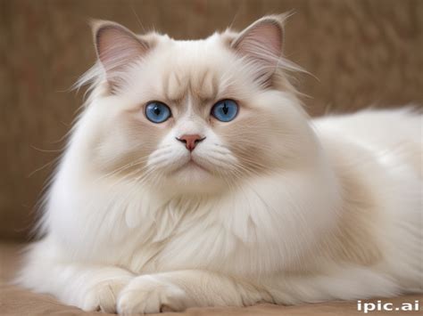 beautiful ragdoll cat  striking blue eyes resting elegantly