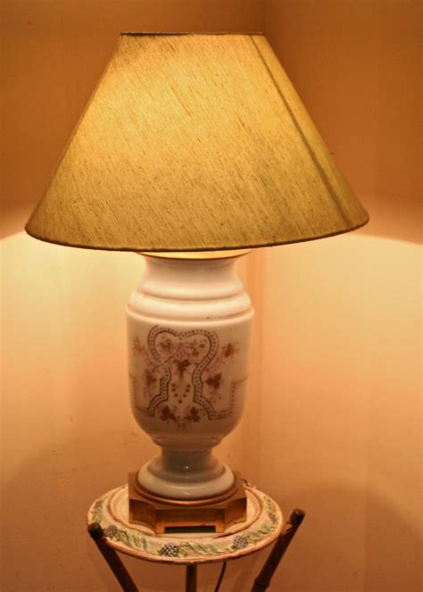 Proantic: XIX Lamp Opaline Mount De Bronze