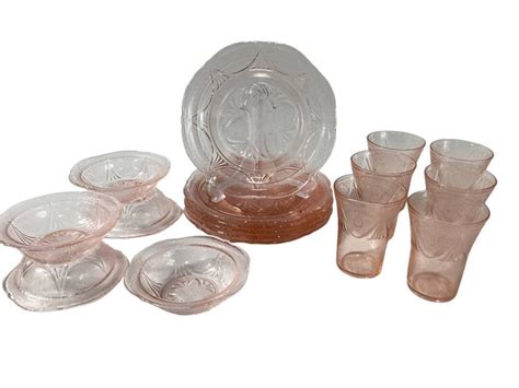 Pink Depression Glassware Set 29 Pieces - Etsy